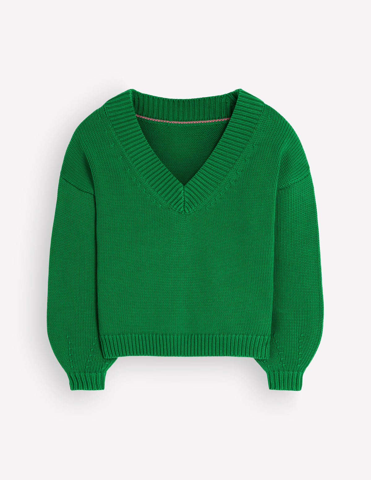 Lucy Baumwollpullover mit V-Ausschnitt-Highland-Grün - Image 7