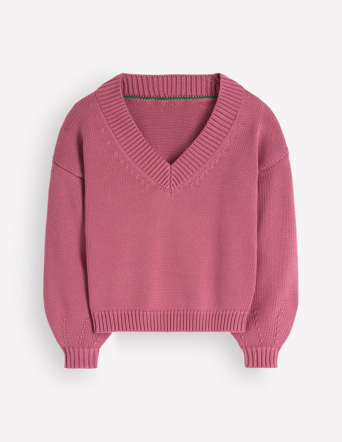 Lucy Baumwollpullover mit V-Ausschnitt-Rosa Heide - Image 11