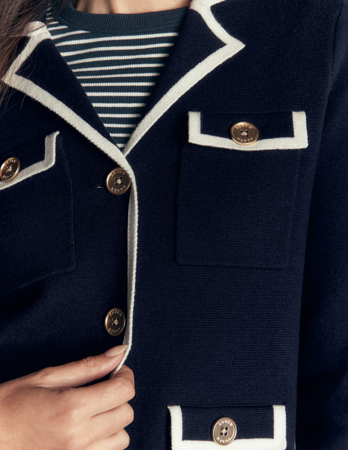 Phoebe Strickjacke mit Kragen-Marineblau - Image 3