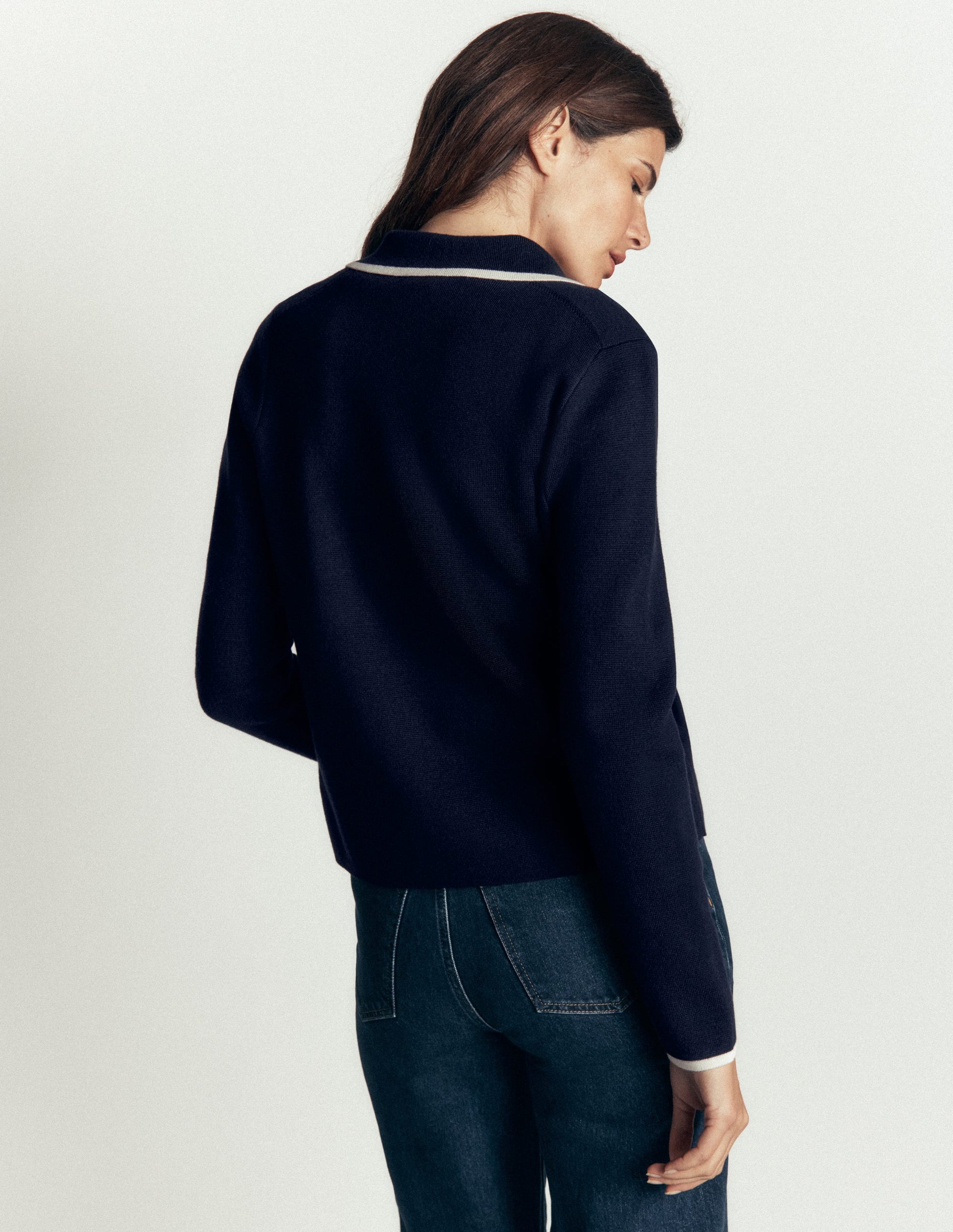 Phoebe Strickjacke mit Kragen-Marineblau-5