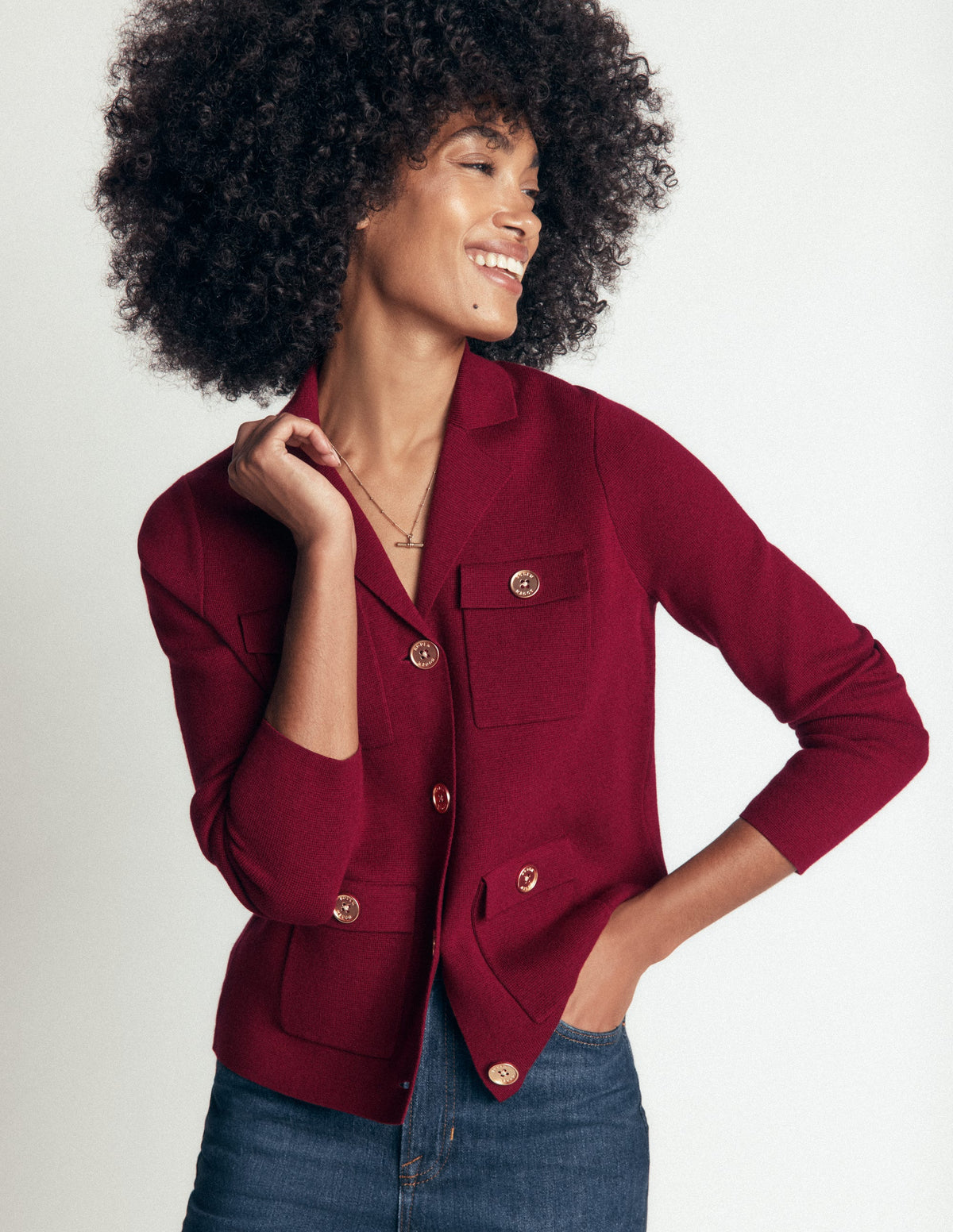 Veste en maille Phoebe à col-Merlot-2
