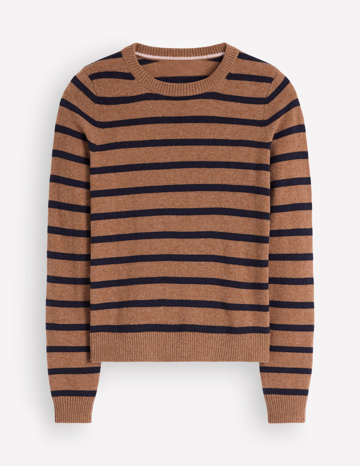 Elsie Cashmere Crew Jumper-Warm Ginger, Stripe - Image 5