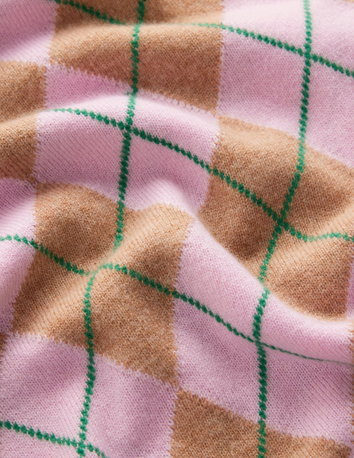 Elsie Kaschmirpullover mit Rundhalsausschnitt-Rosa Heidekraut, Argyle - Image 7