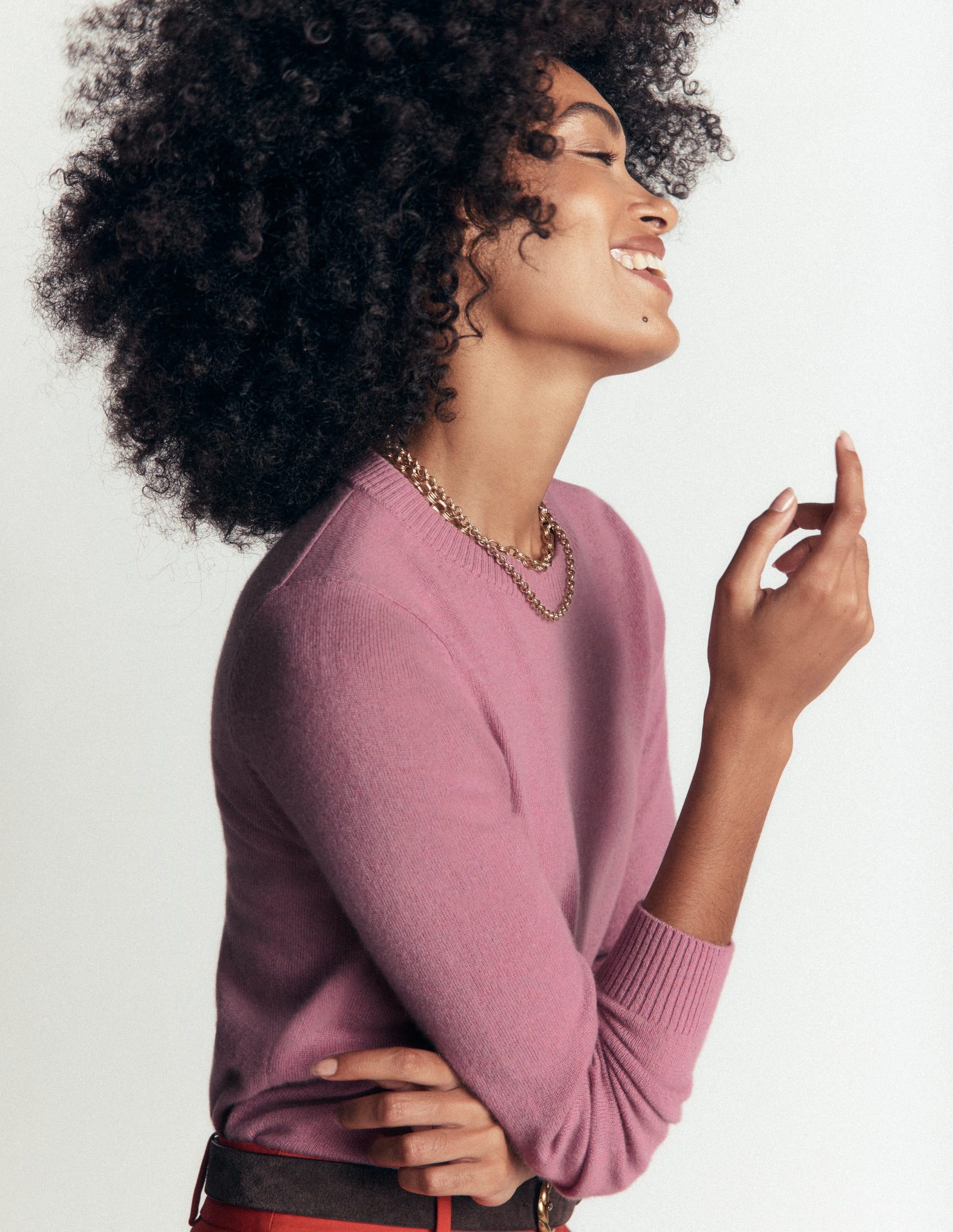 Elsie Kaschmirpullover mit Rundhalsausschnitt-Rosa Heide-2