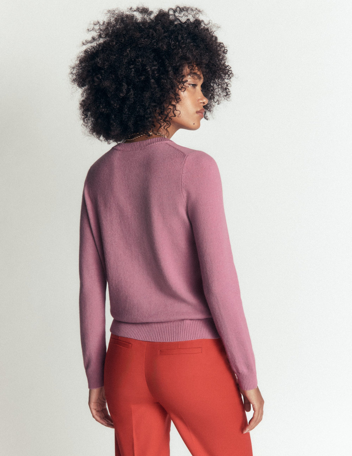 Elsie Kaschmirpullover mit Rundhalsausschnitt-Rosa Heide-3