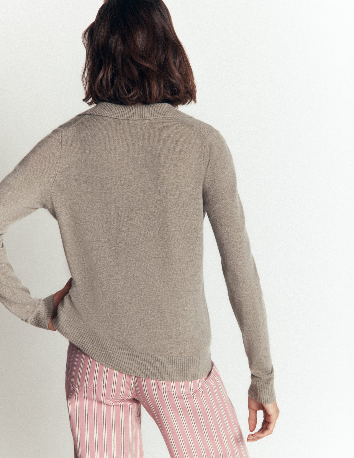 Elsie Henley-Pullover aus Kaschmir-Nerzbraun Melange - Image 3