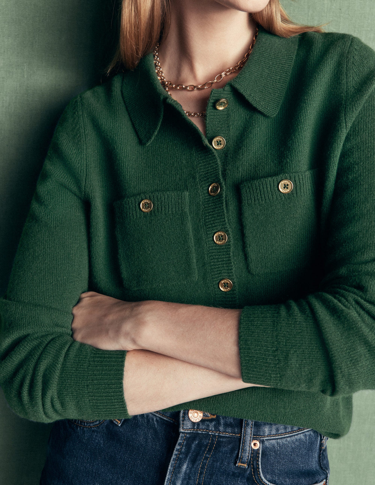 Marianne Pullover aus Merinowolle-Jagdgrün - Image 2