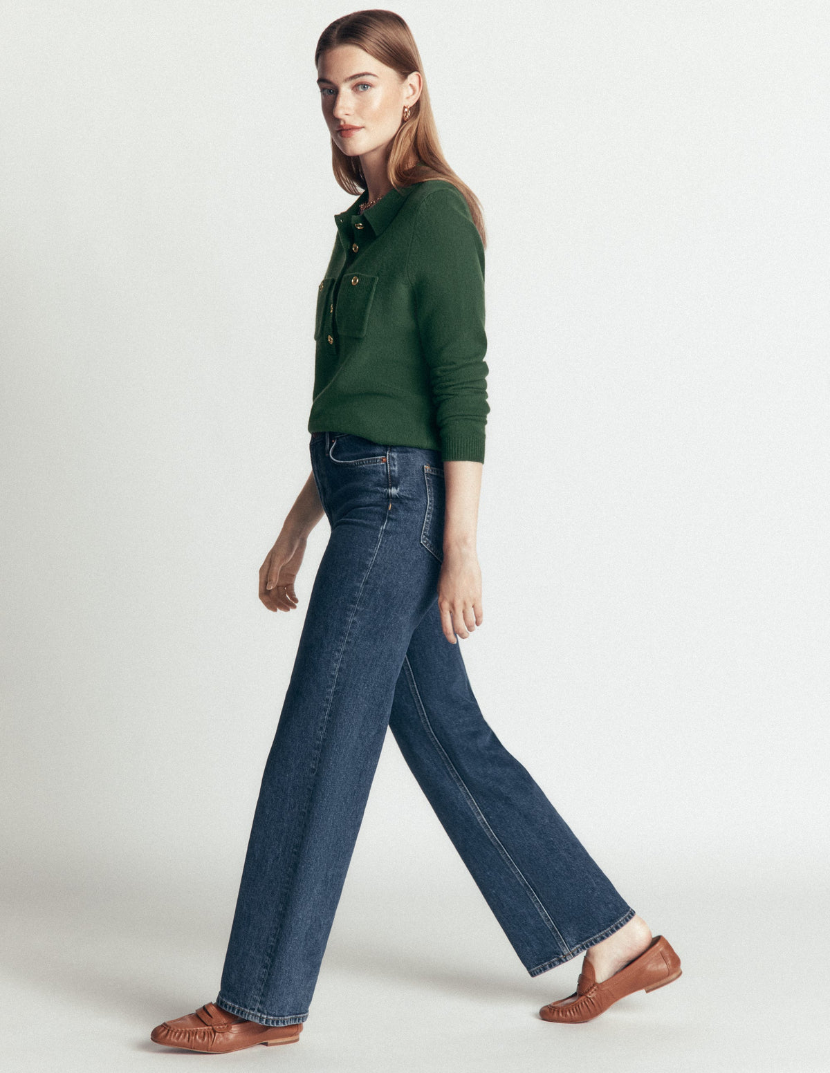 Marianne Pullover aus Merinowolle-Jagdgrün - Image 4