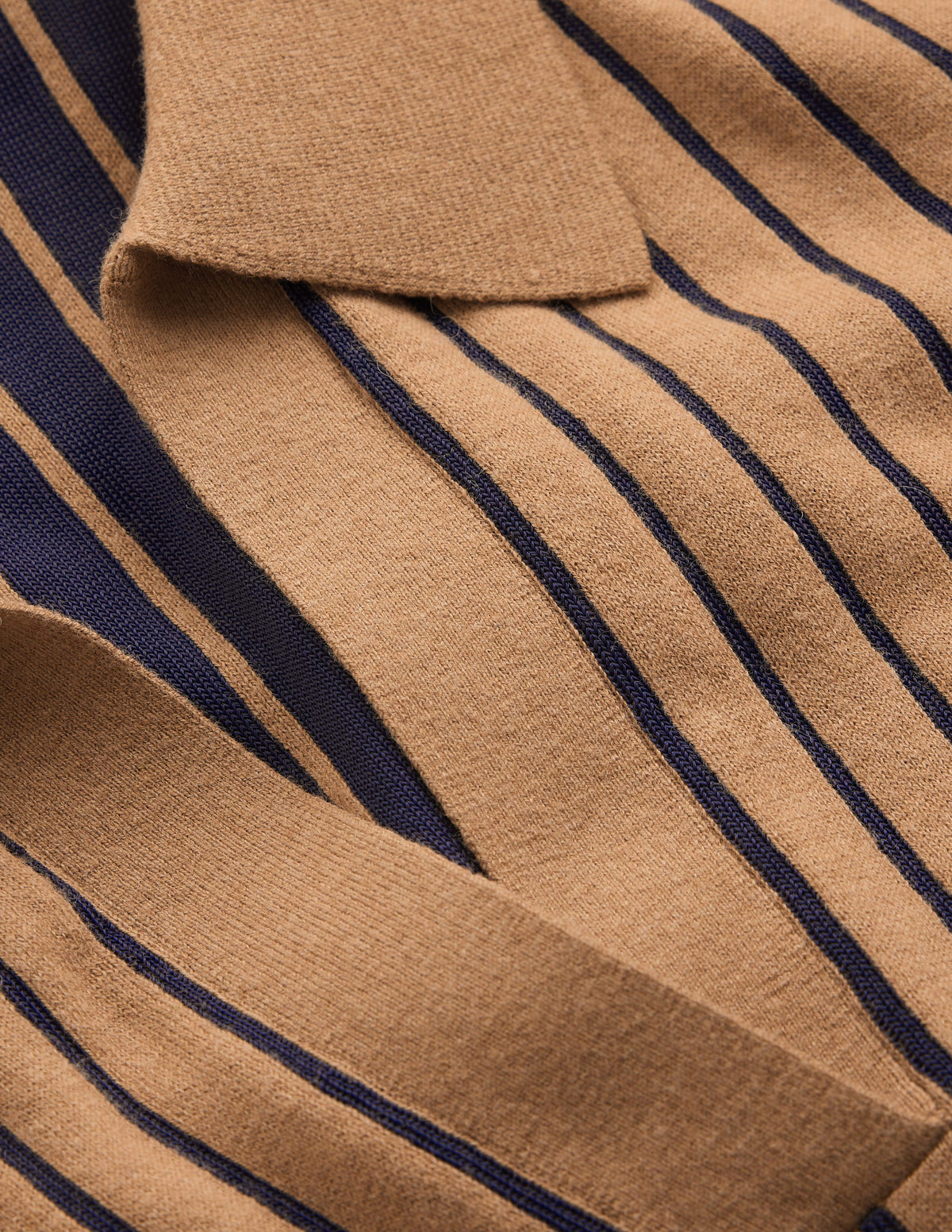 Knitted Henley T-Shirt-Camel, Navy Stripe-5