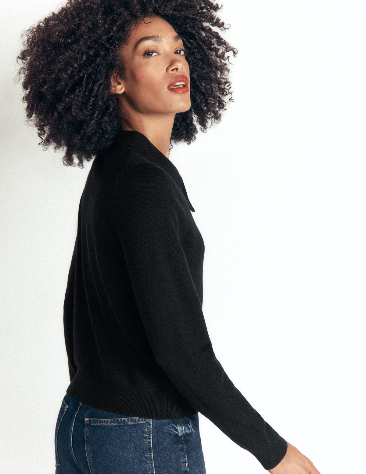 Strickpullover mit Schleife am Ausschnitt-Schwarz-3