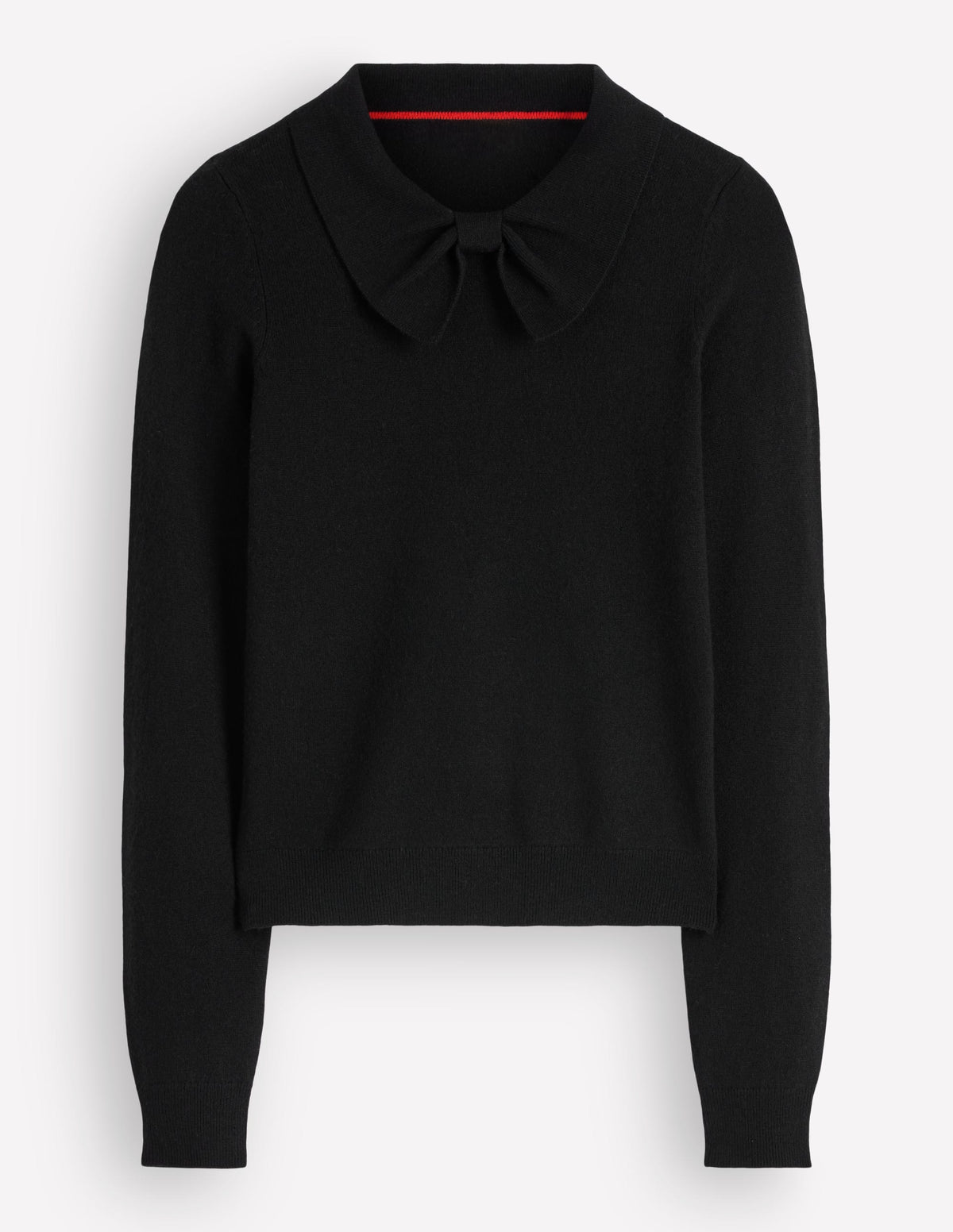 Strickpullover mit Schleife am Ausschnitt-Schwarz-5