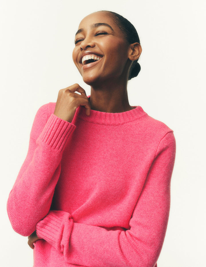Marta Pullover aus Merinowolle mit Rundhalsausschnitt-Pink Power