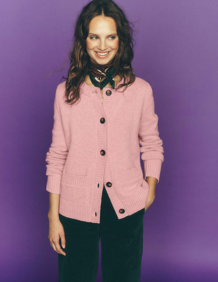 Marta Merino Wool Cardigan-Spring Blossom Pink