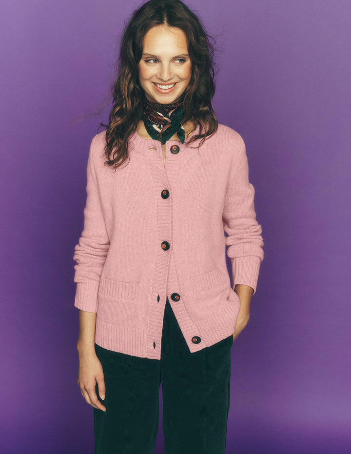 Marta Strickjacke aus Merinowolle-Orchideenrosa