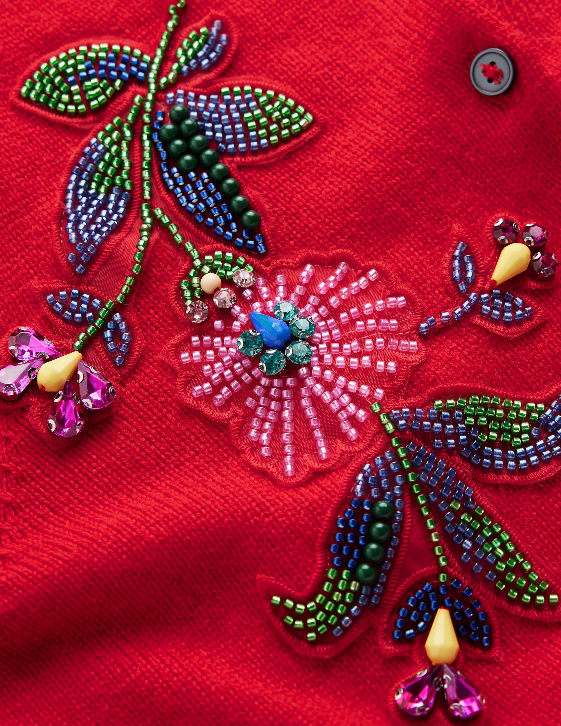 Ria Verzierte Strickjacke-Mohnblumenrot-7