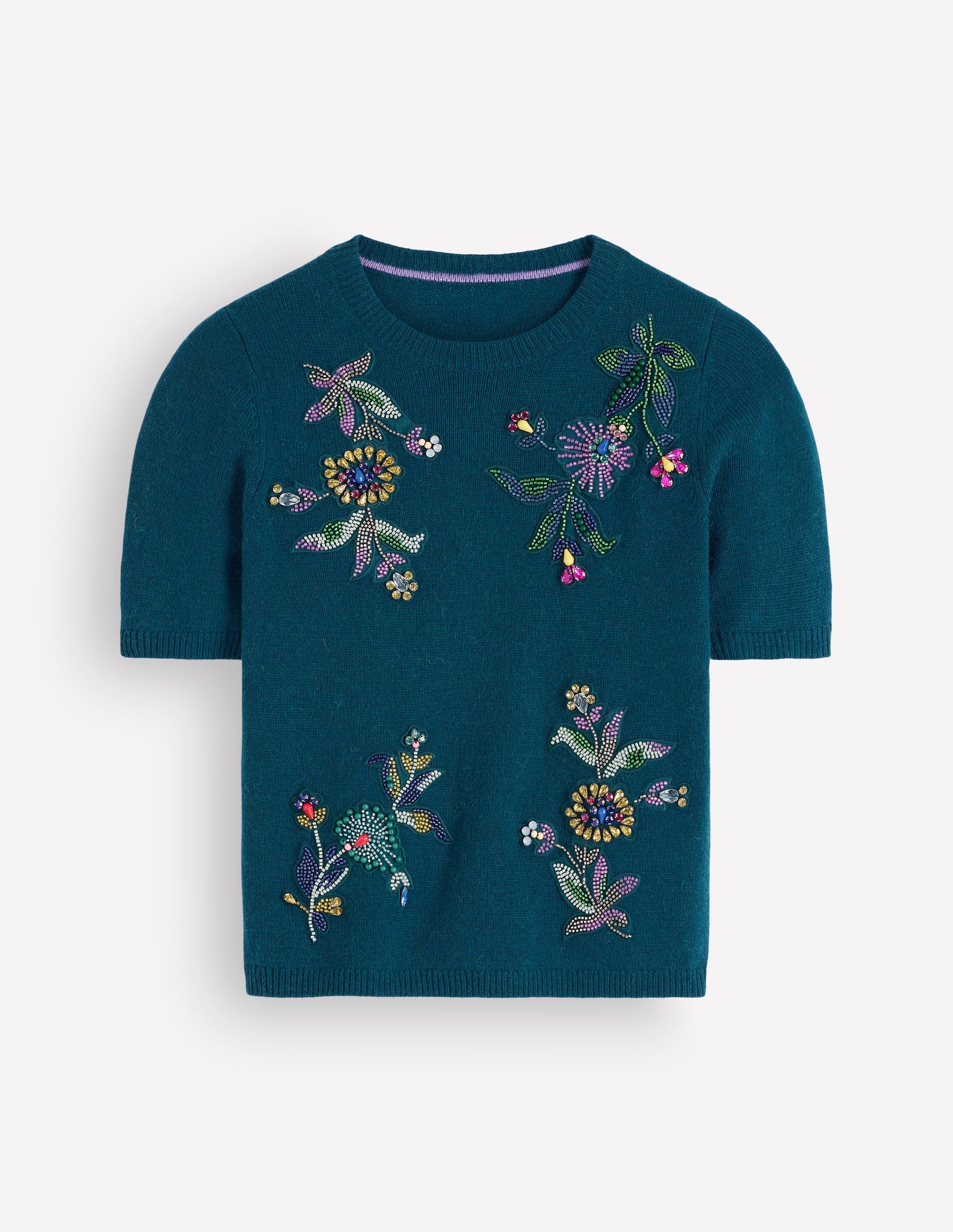 Ria Verziertes Strick-T-Shirt-Dunkles Aurorablau-6