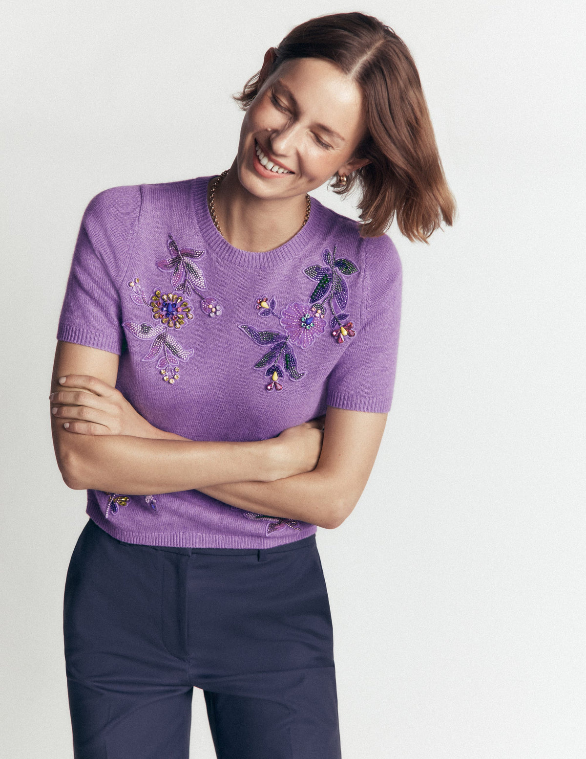 Ria Verziertes Strick-T-Shirt-Amethyst-Lila-5