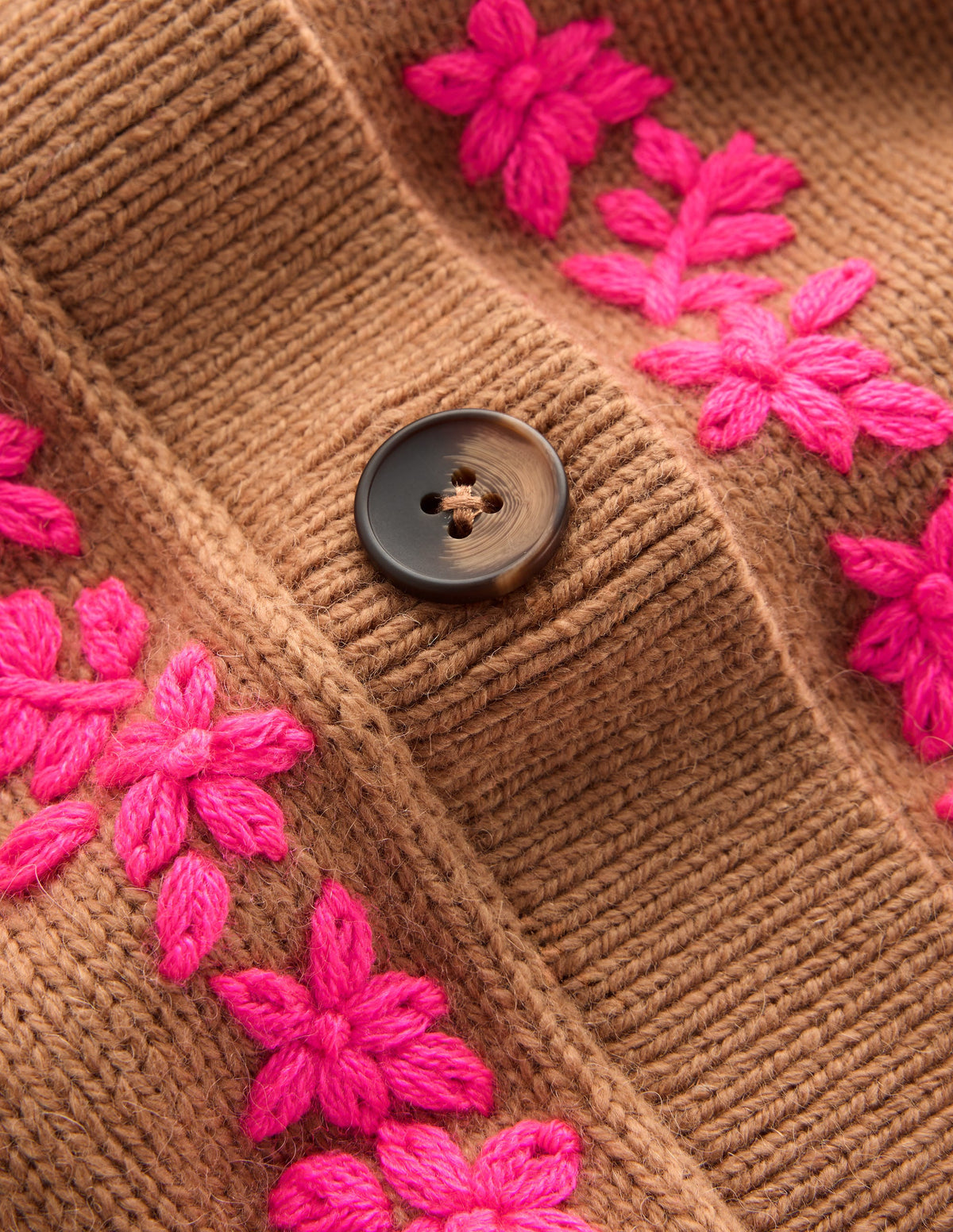 Ella Embroidered Knit Cardigan-Camel, Embroidery - Image 6