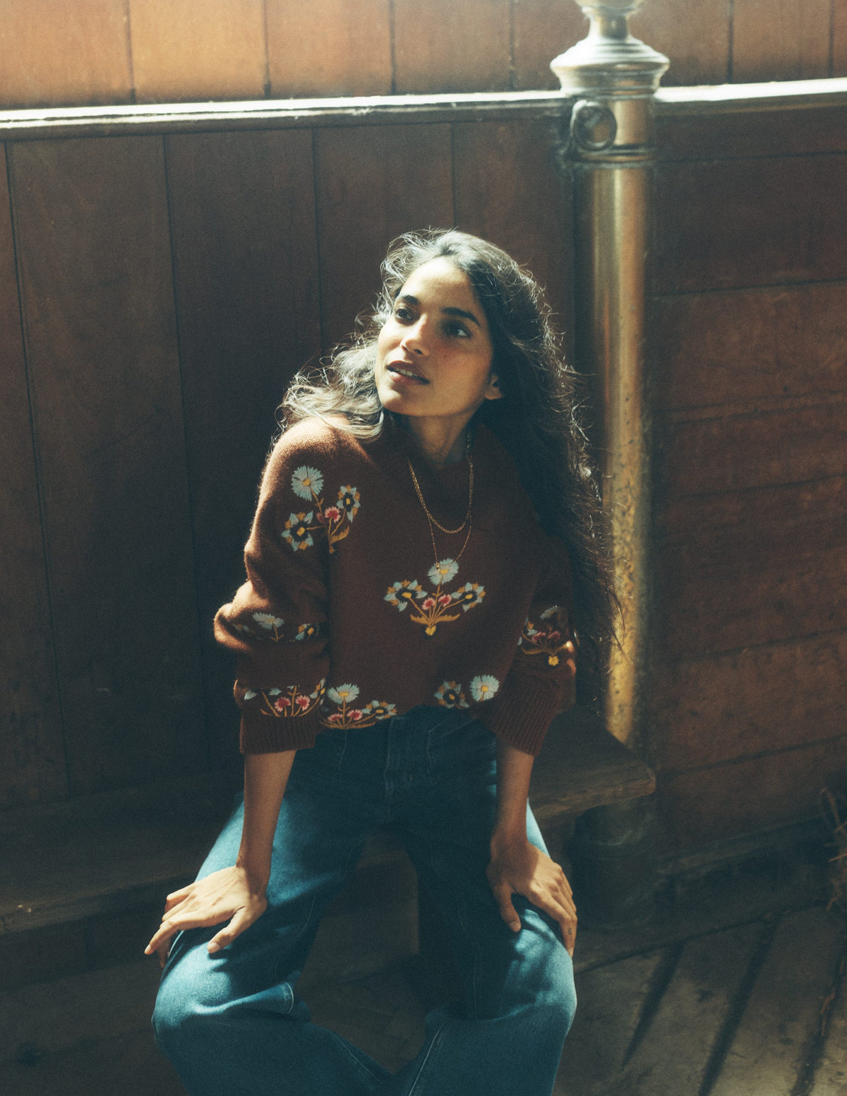 Ella Bestickter Strickpullover-Umbra, Blumenmuster - Image 7
