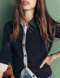 Ariadne Strickjacke aus Alpaka-Mischung-Navy, Blockfarben