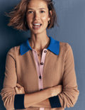 Ariadne Strickjacke aus Alpaka-Mischung-Camel Meliert, Blockfarben