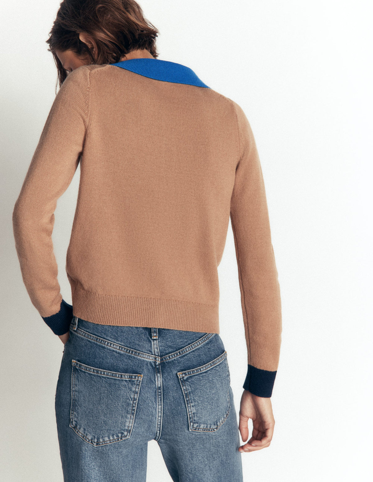 Ariadne Strickjacke aus Alpaka-Mischung-Camel Meliert, Blockfarben - Image 3