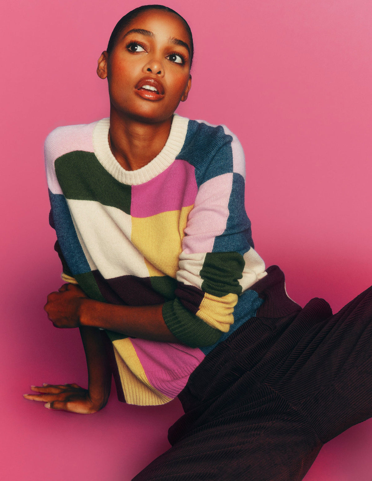 Ariadne Pullover aus Alpaka-Mischung-Bunt Vichykaro - Image 1