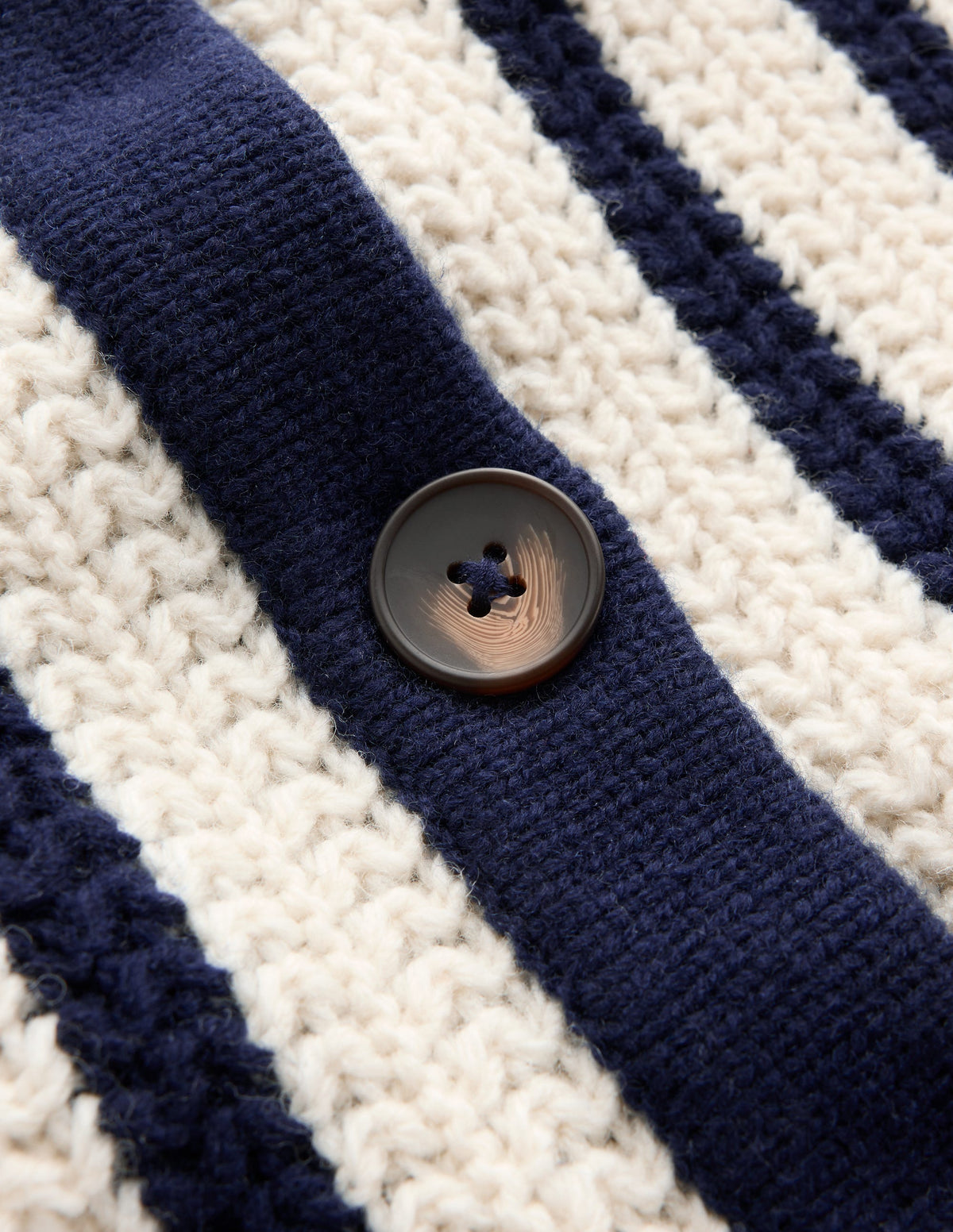 Langer Strickmantel-Naturweiß/Navy, Gestreift - Image 6