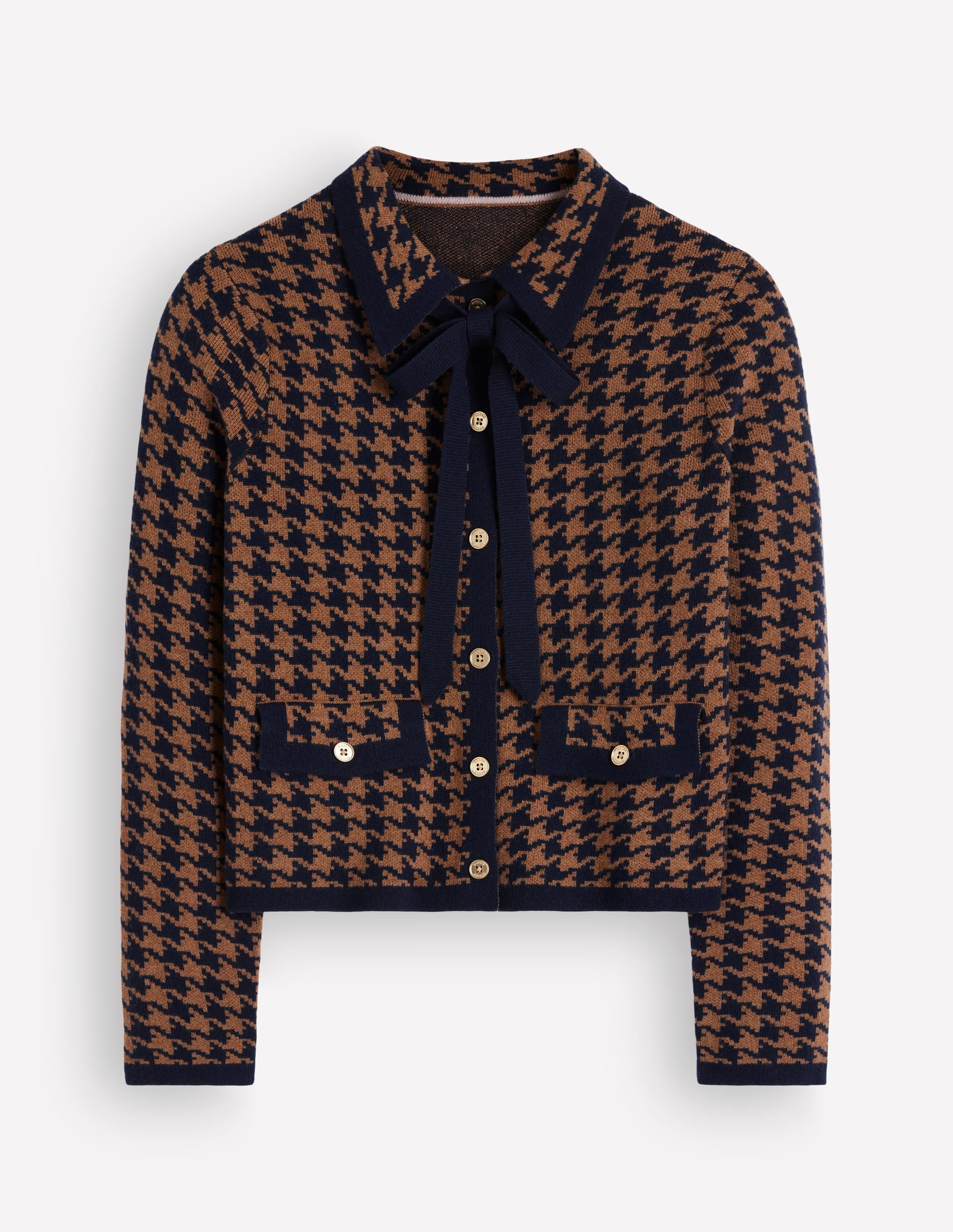 Veste en maille Elizabeth à nœud-Camel, pied-de-poule - Image 6