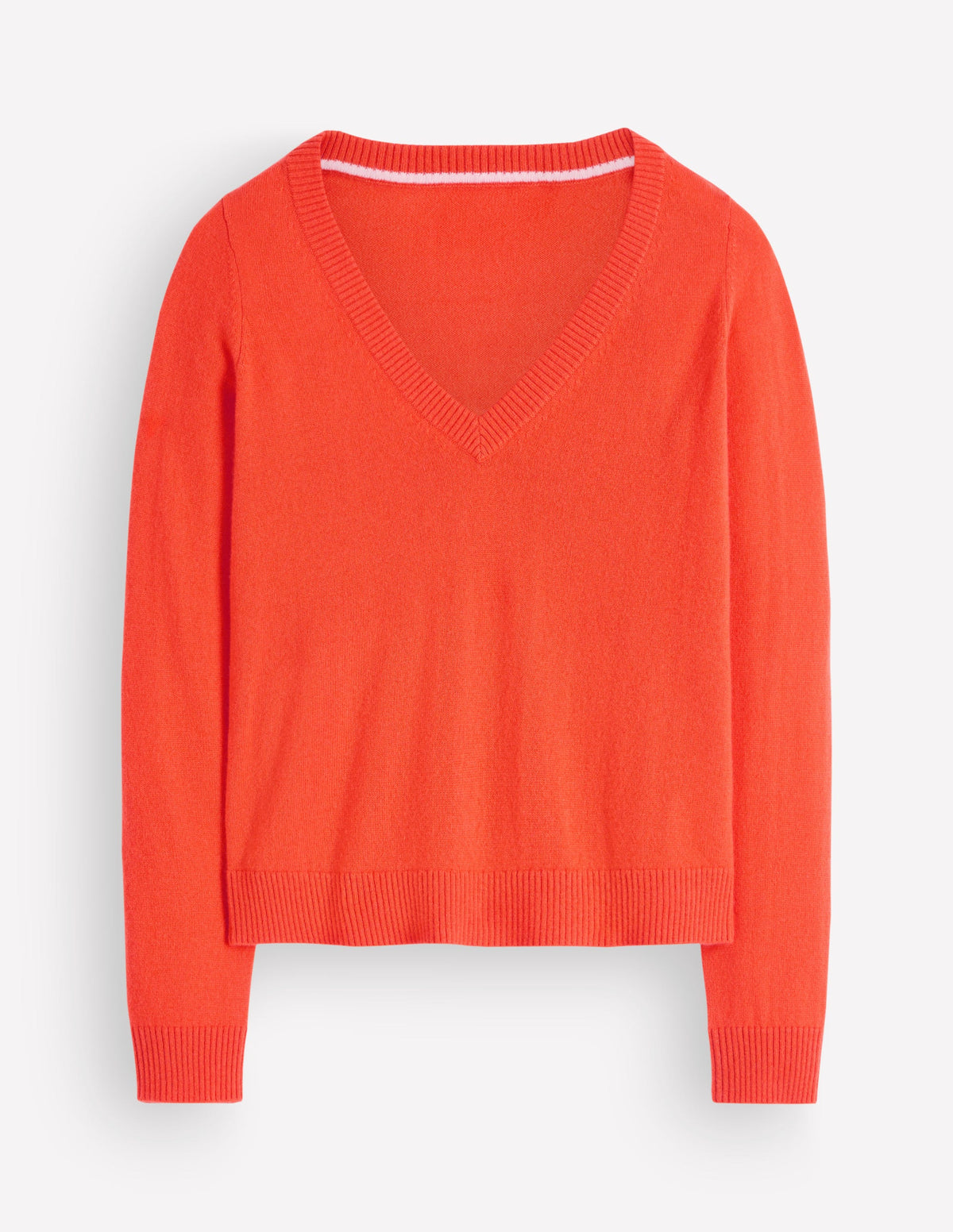 Elsie Kaschmirpullover mit V-Ausschnitt-Orange Lilie - Image 5
