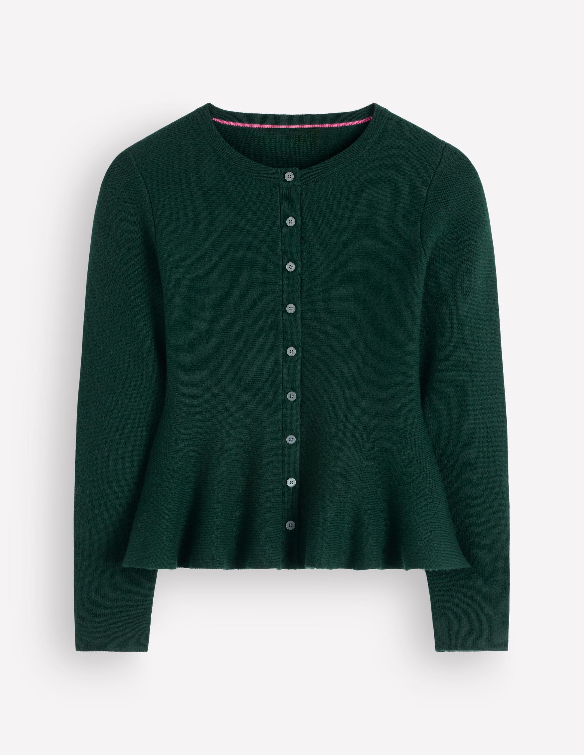 Taillierte Woll-Strickjacke mit Schößchen-Seegras-6