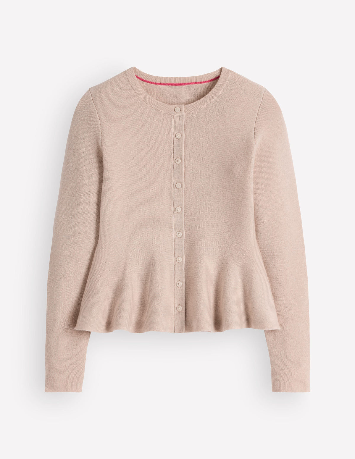 Taillierte Woll-Strickjacke mit Schößchen-Naturweiß-5