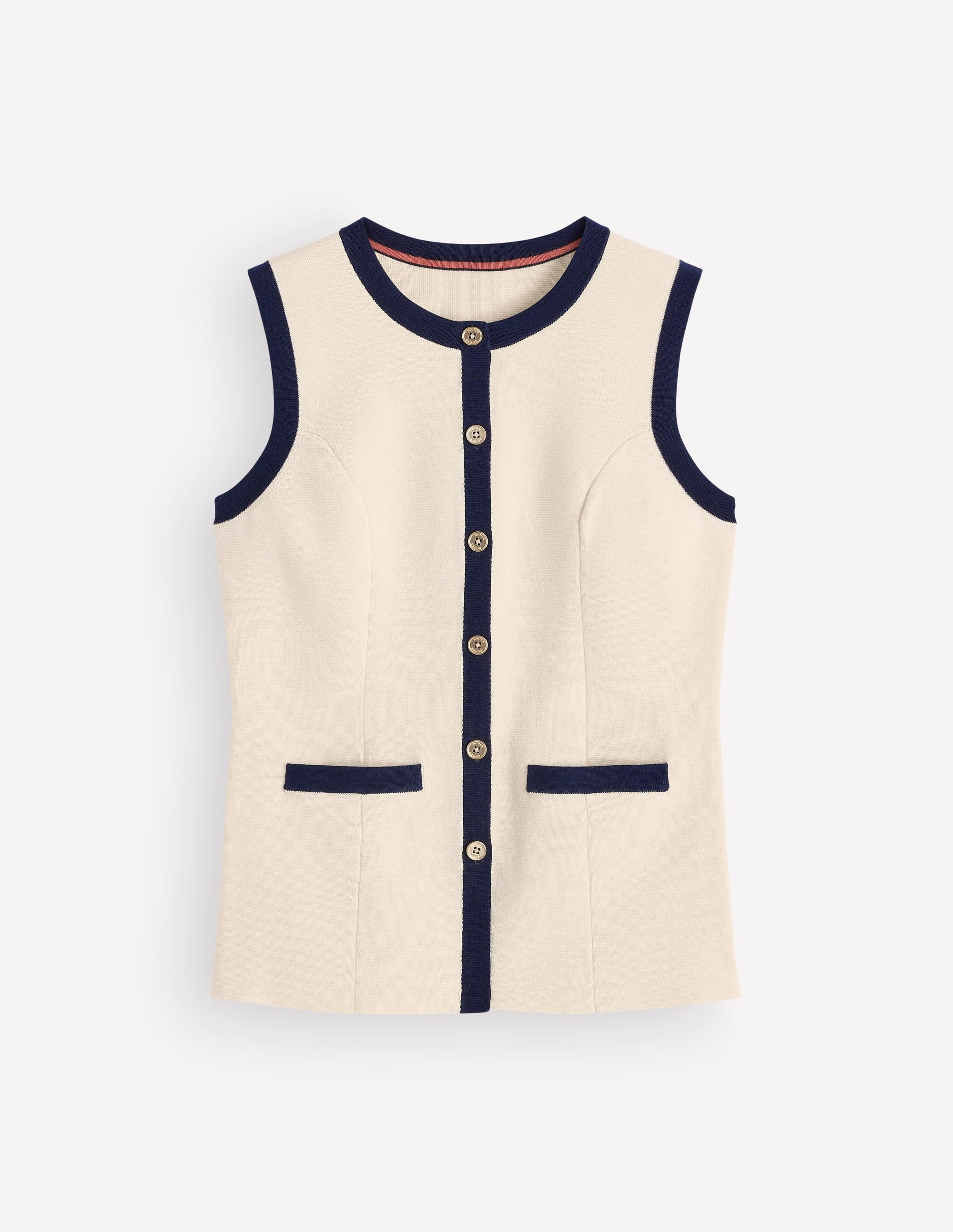  Gilet de costume col rond au point de Milan-Ivoire - Image 6