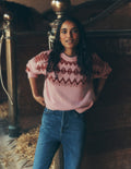 Breiter Fair-Isle-Pullover-Frühlingsblütenrosa, Fair-Isle