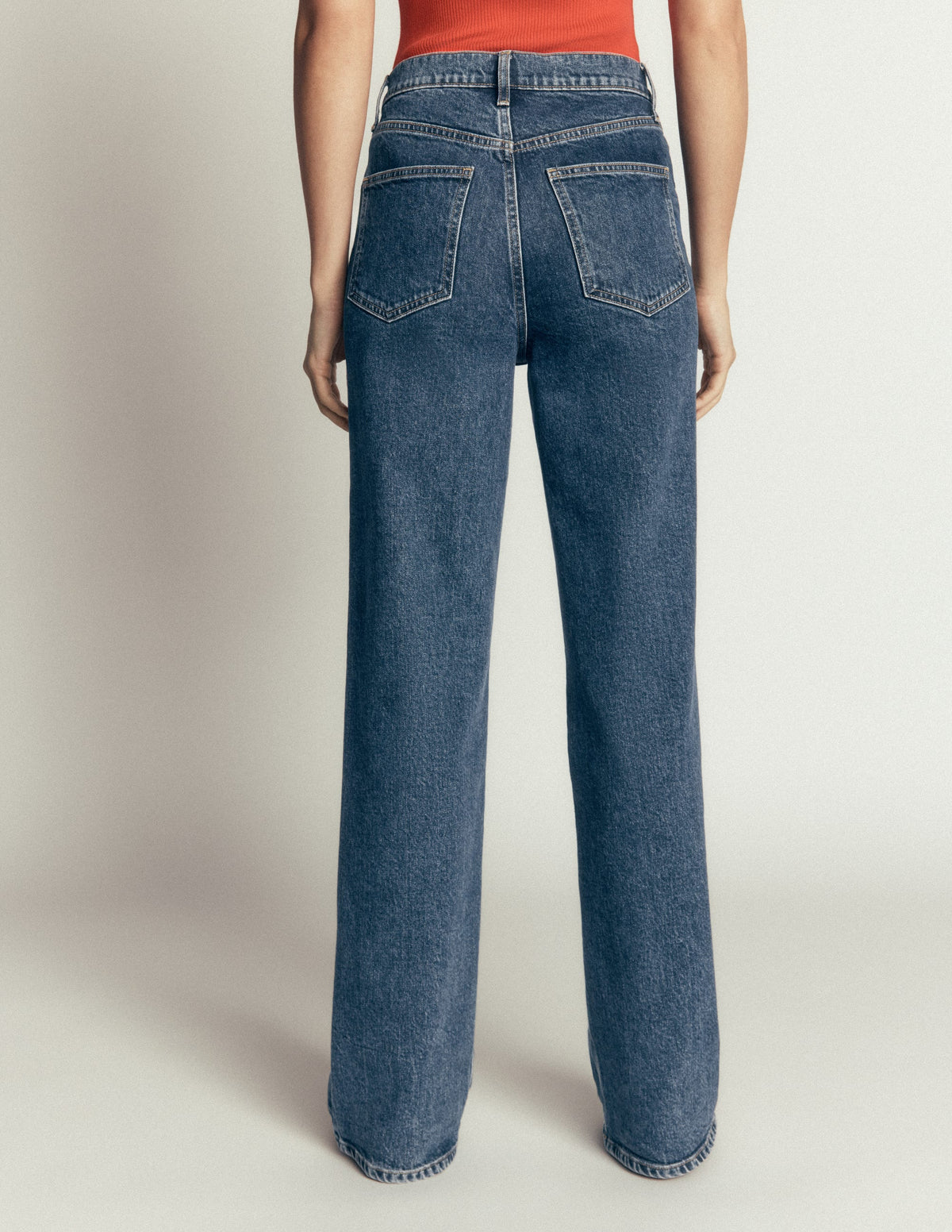 Jeans mit hohem Bund und geradem, weitem Bein-Dunkles Indigo - Image 3