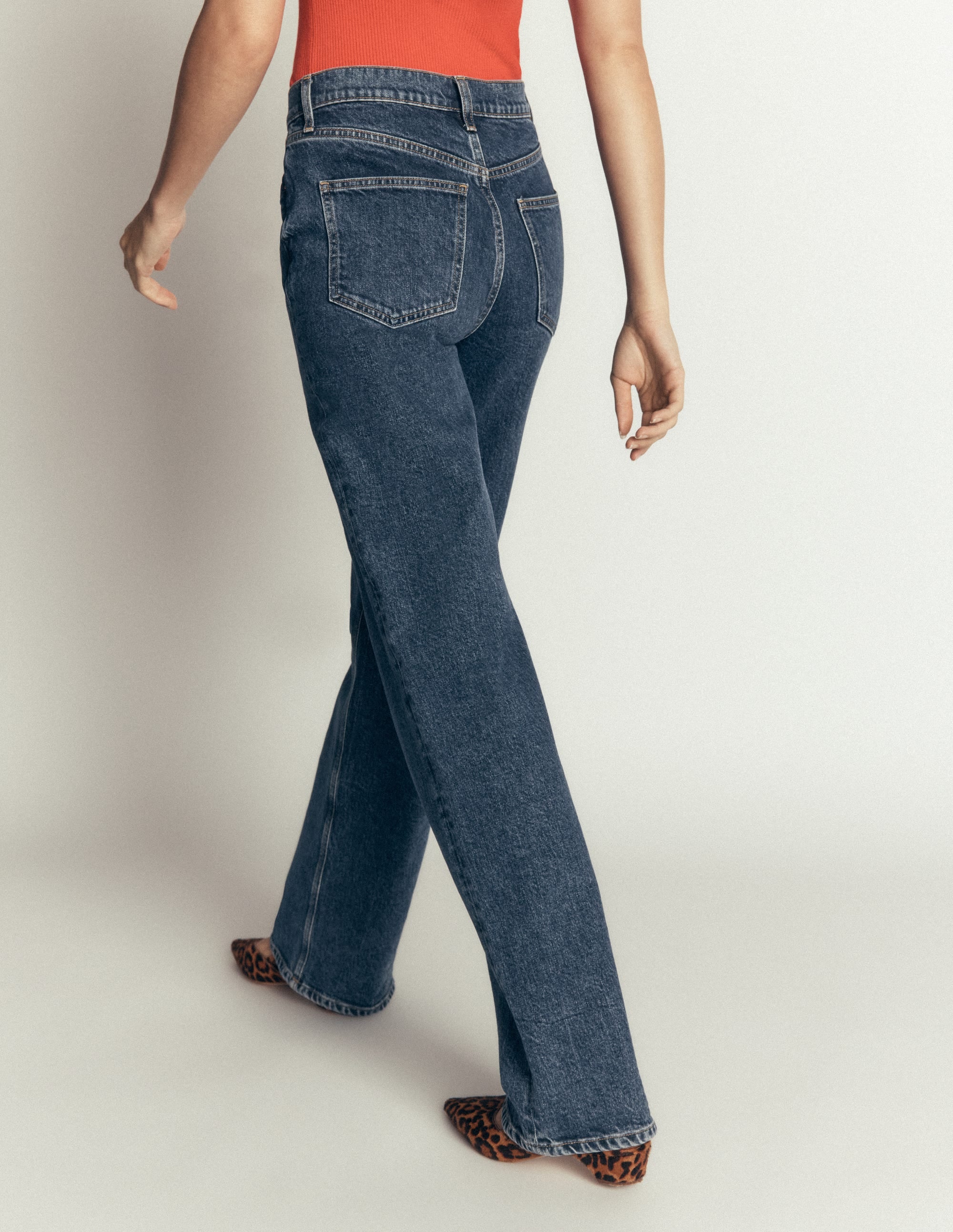 Jeans mit hohem Bund und geradem, weitem Bein-Dunkles Indigo - Image 6