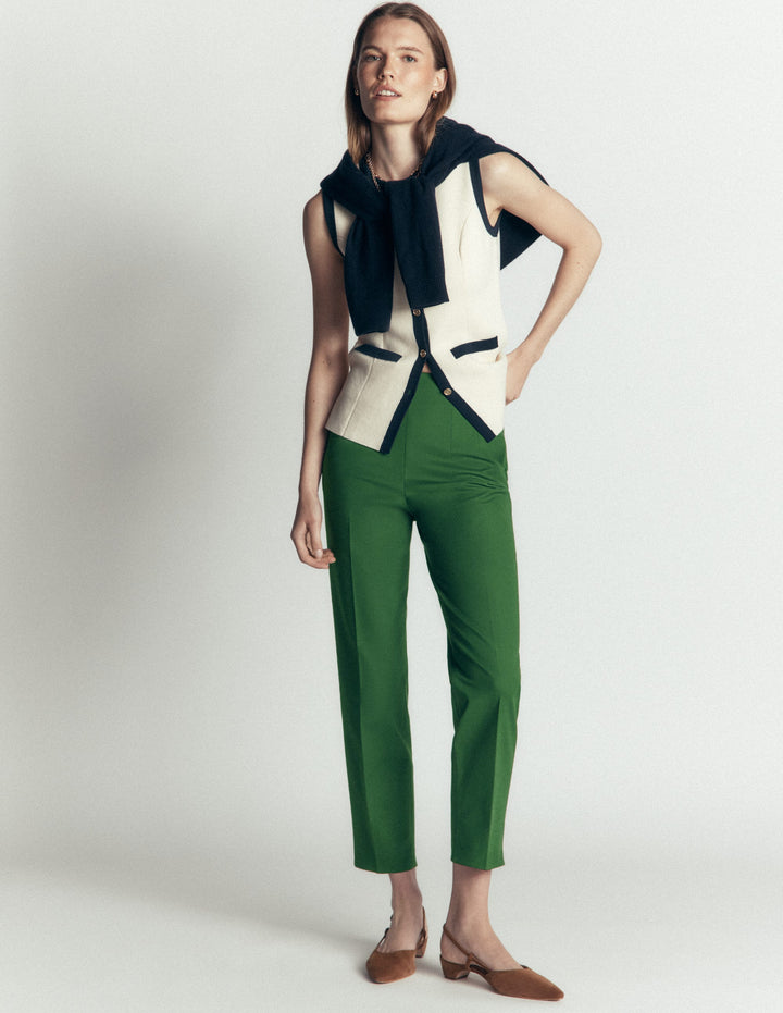 Pantalon slim en coton-Vert chasseur