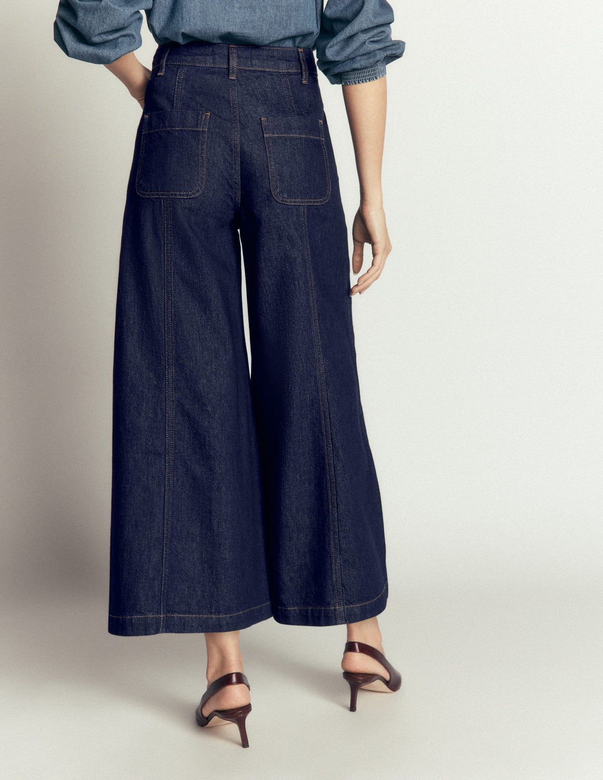 Culotte-Jeans mit weitem Bein-Indigo-3