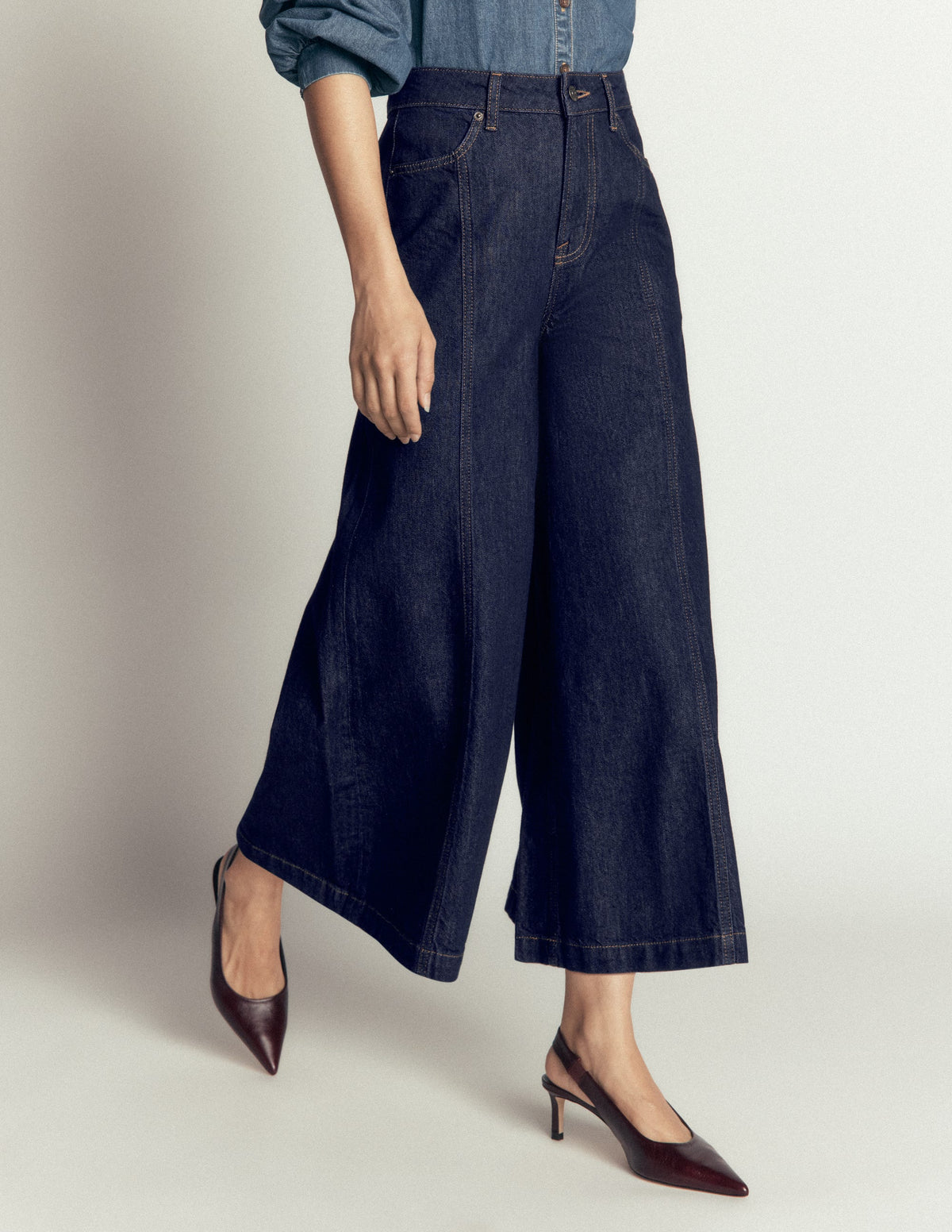 Culotte-Jeans mit weitem Bein-Indigo - Image 4