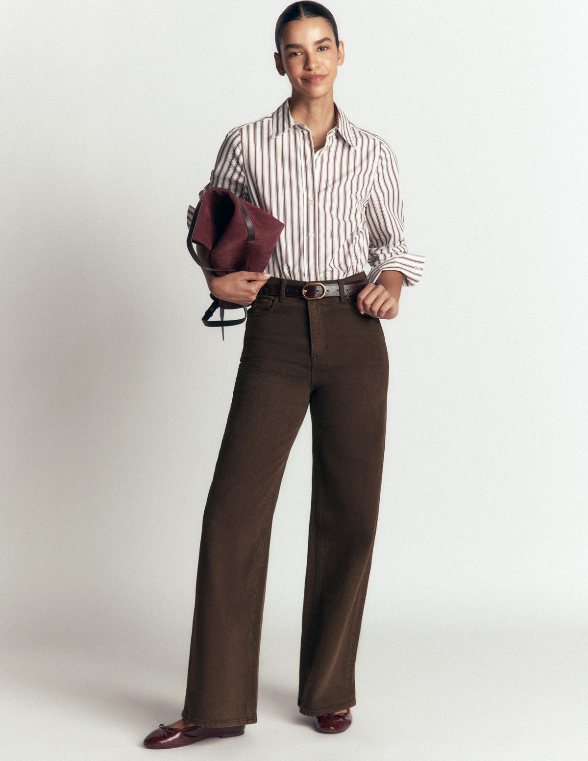 High Rise Wide Leg Jeans-Dark Chocolate-1