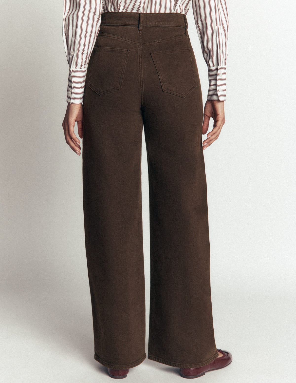 High Rise Wide Leg Jeans-Dark Chocolate - Image 3