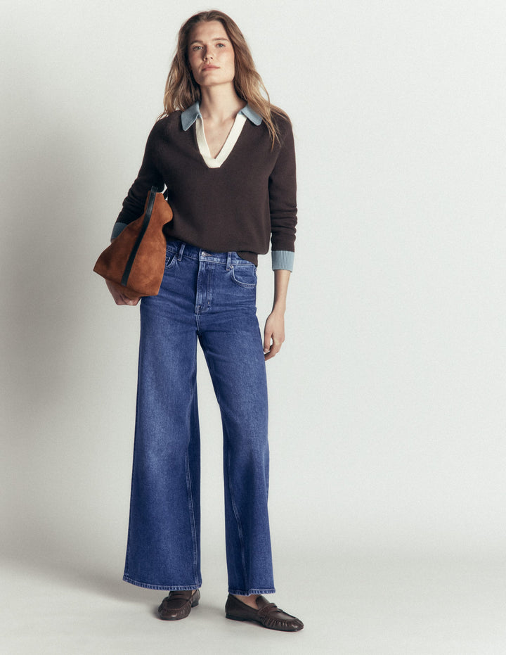 Hoch geschnittene Jeans mit weitem Bein-Medium Vintage