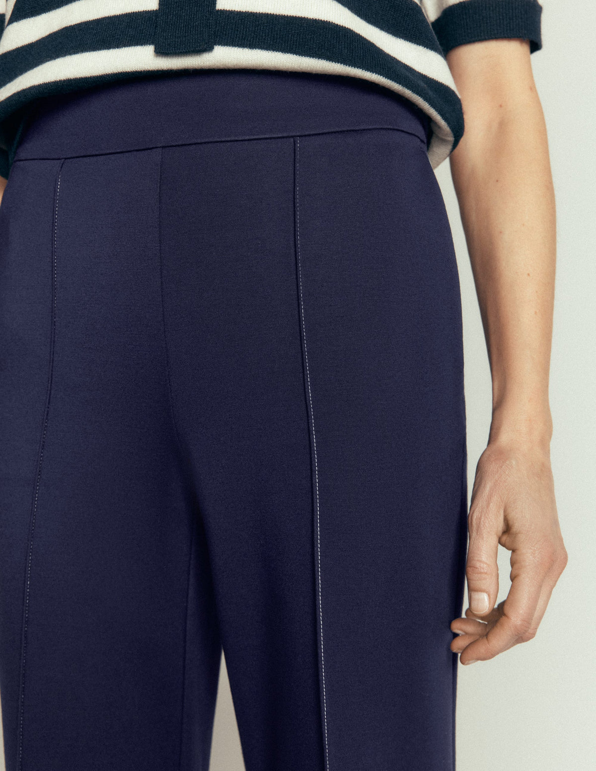 Ponte-Hose mit geradem Bein-Marineblau Kontrastnaht - Image 2