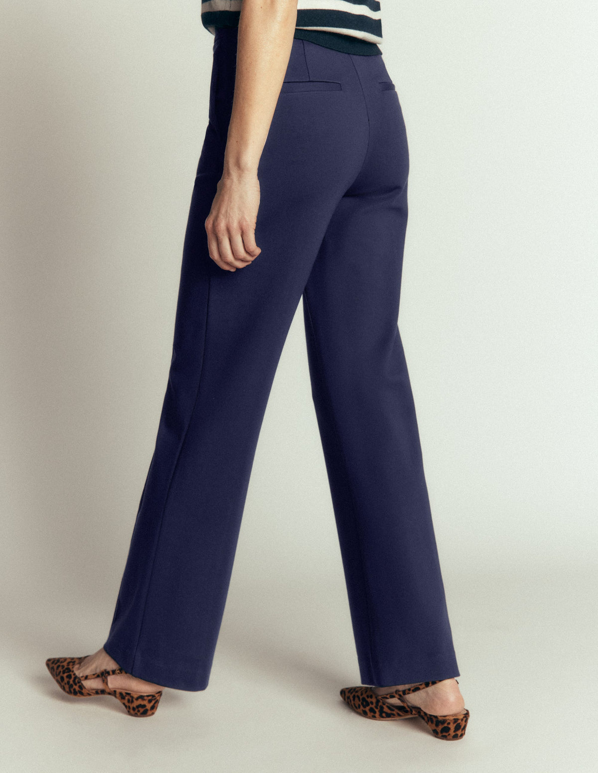 Ponte-Hose mit geradem Bein-Marineblau Kontrastnaht-3