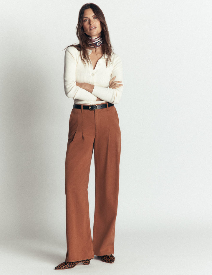 Mayfair Hose mit Bundfalte-Braun-Orange
