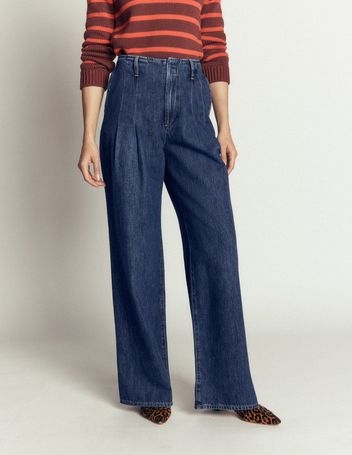 Jean large Mayfair à plis-Vintage moyen-4