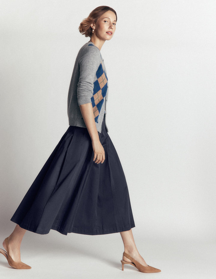 Aya Midirock aus Baumwolle und Satin-Marineblau