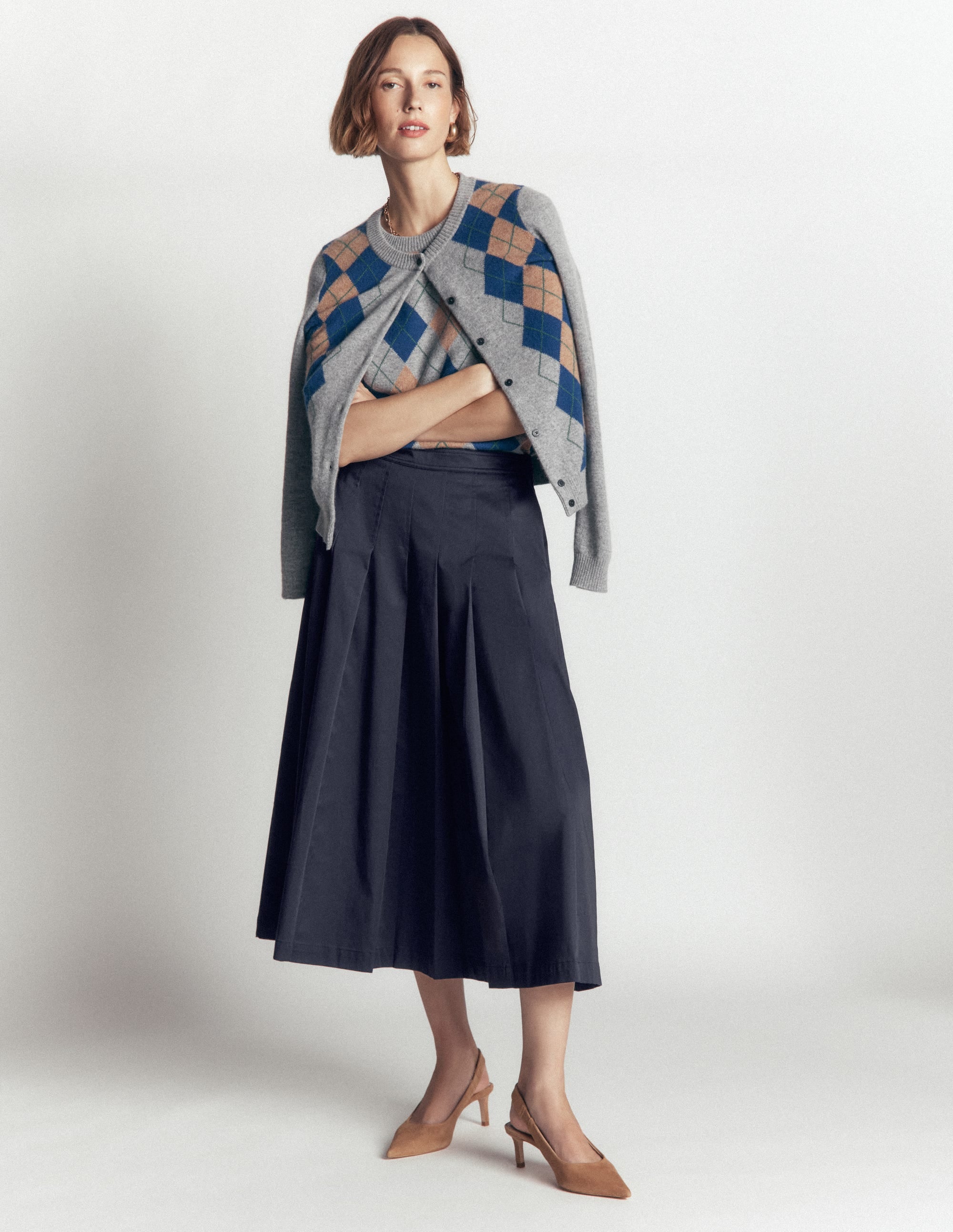 Aya Midirock aus Baumwolle und Satin-Marineblau - Image 4