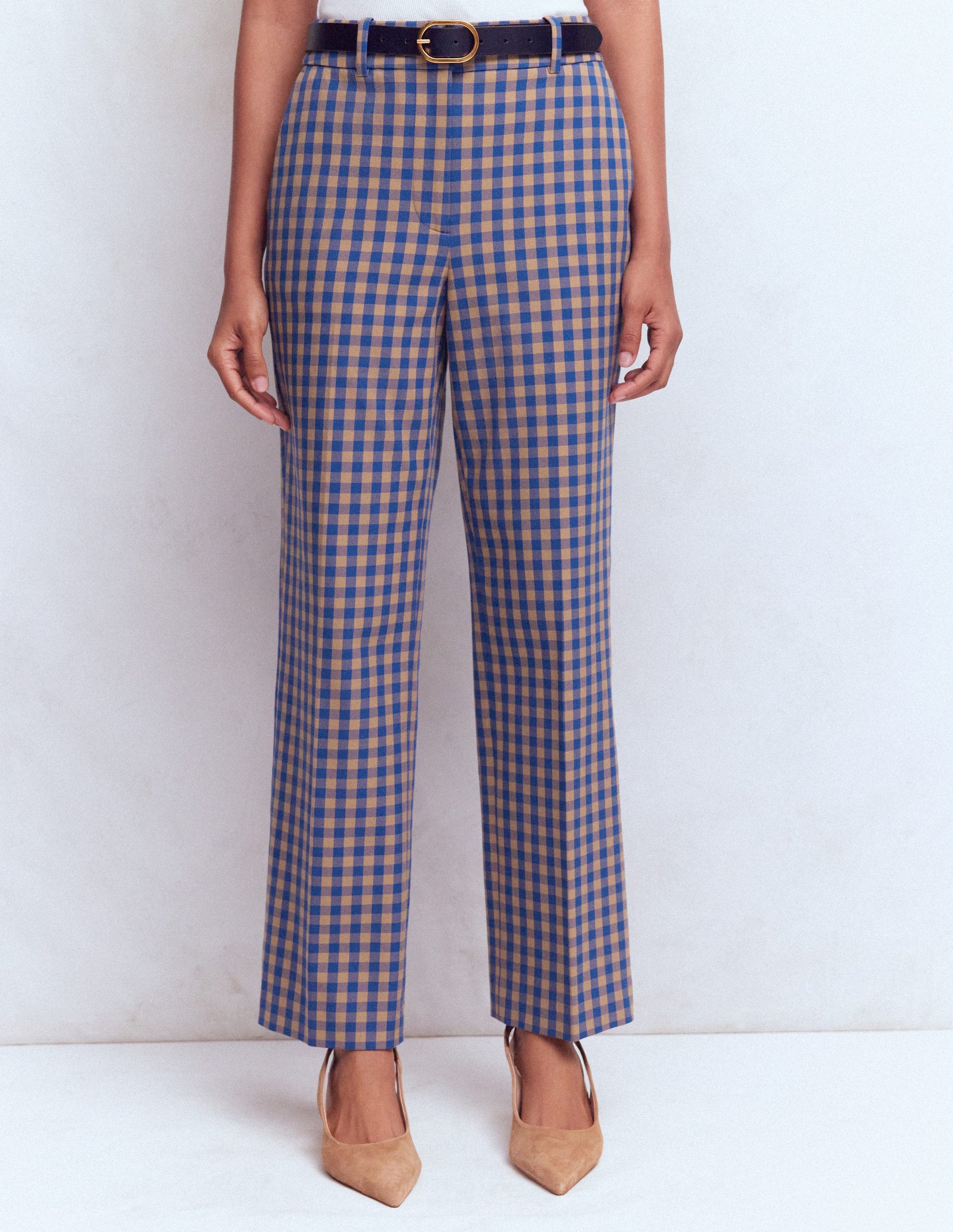 Canonbury 7/8-Hose aus Baumwolle-Camel, Blau Vichykaro-5