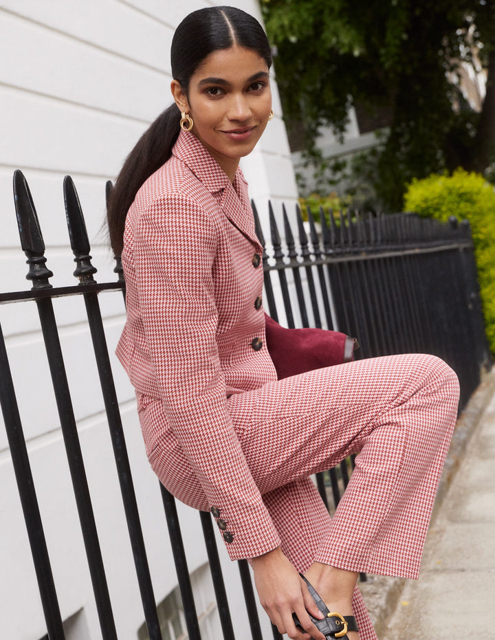 Canonbury 7/8-Hose aus Baumwolle-Rosa, Braun Feines Hahnentrittmuster